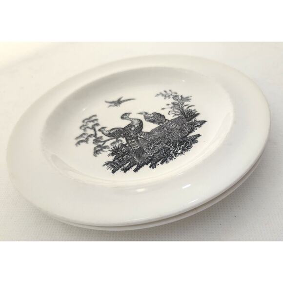 PLATES-WEDGWOOD-LIVERPOOL BIRDS-Black White-Small-Butter Dish-Display-6" - Picture 5 of 11